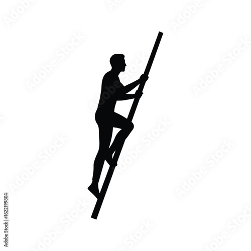 Silhouette of a man climbing a ladder vector illustration success growth ambition achievement