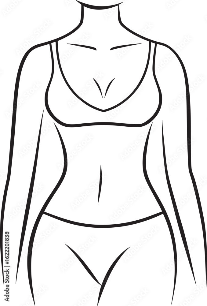 Fototapeta premium Elegant outline of a female torso for beauty and wellness concepts