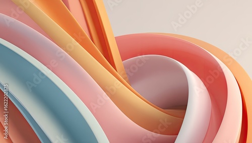 Abstract swirl of soft, pastel-colored ribbons