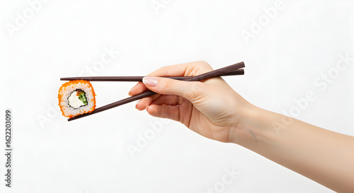 hand holding a plate with chopsticks