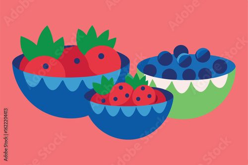 berries like strawberries and blueberries in bowls (1).eps