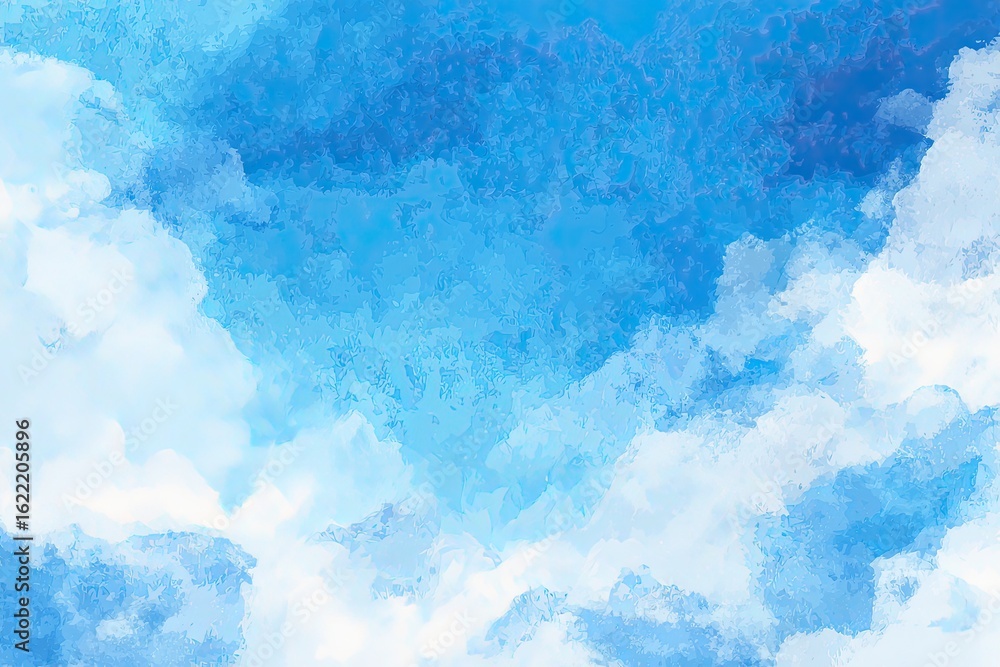 Fototapeta premium Abstract watercolor sky, clouds in shades of blue and white
