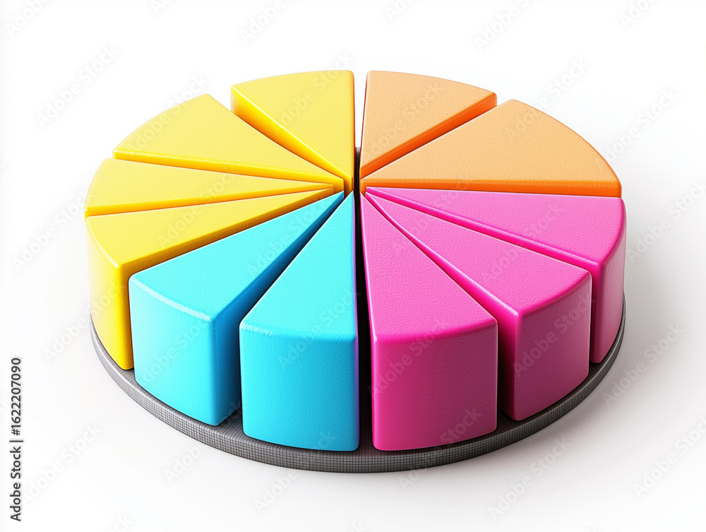 Obraz premium Colorful pie chart segments for data visualization.