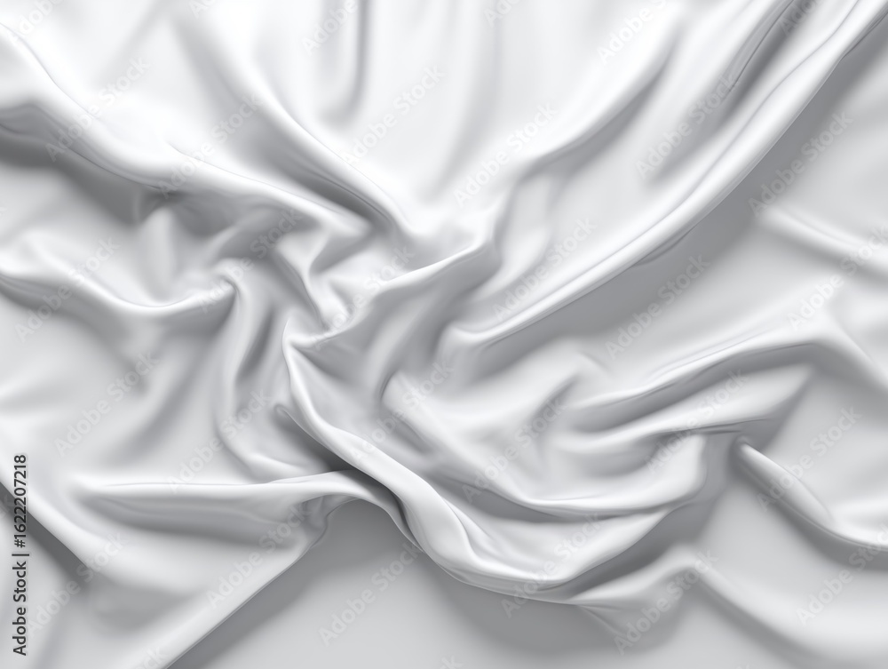 Fototapeta premium Elegant draped white fabric texture background.