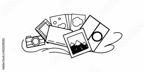 Photography camera photo album picture frame memories snapshot image gallery collection photography vector design vector Illustration