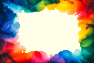 Vibrant watercolor paint splash border colorful