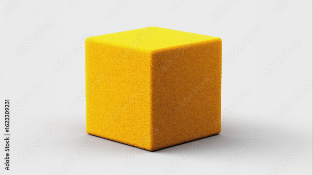 Fototapeta premium Bright yellow cube on a minimalist background.
