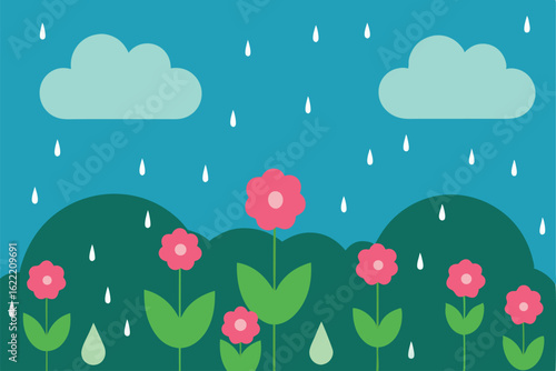 april showers rain themed illustration withc boots  