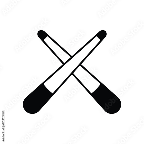 pool cue glyph outline icon with white background vector stock illustration
