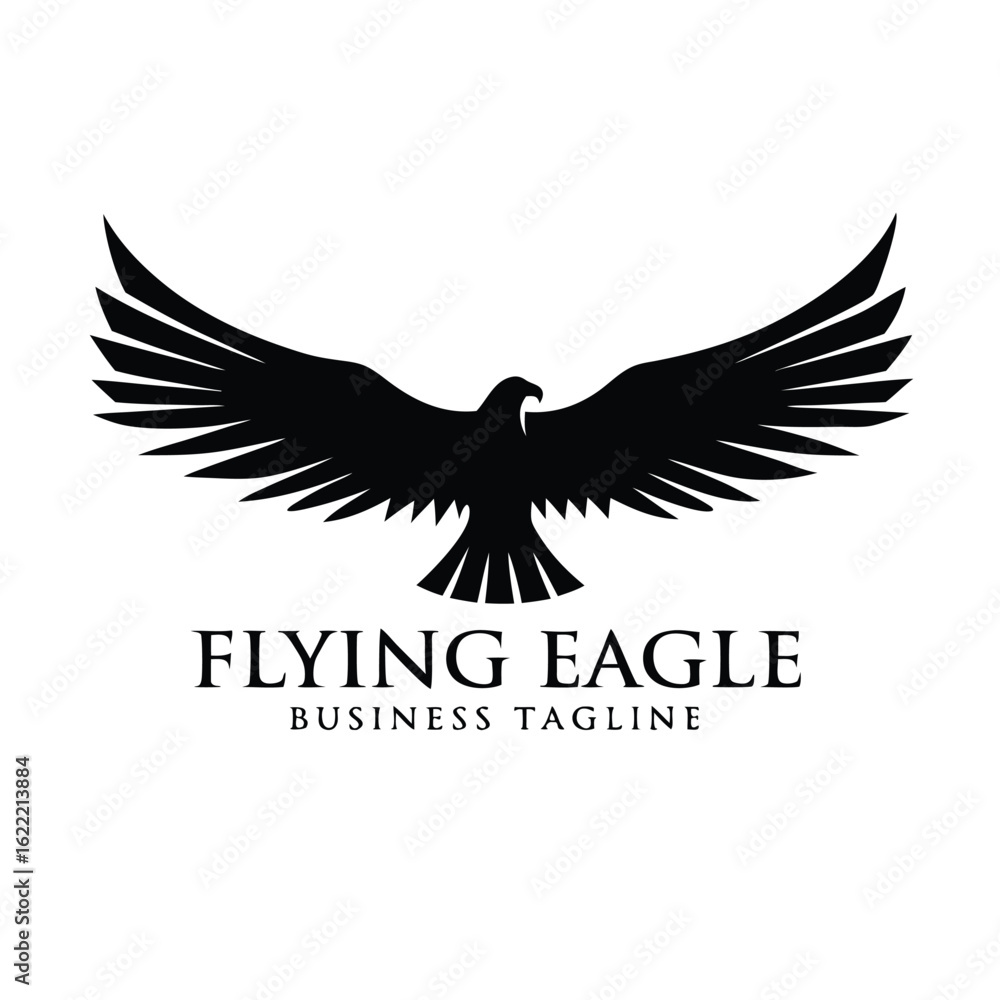 Obraz premium Black eagle soars with spread wings, an embodiment of freedom and strength