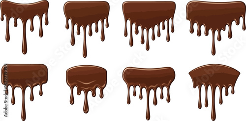 Rich melted chocolate dripping in smooth waves, perfect for decadent dessert designs