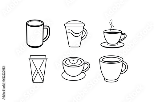 coffee cup icon set vector art illustration on white background 