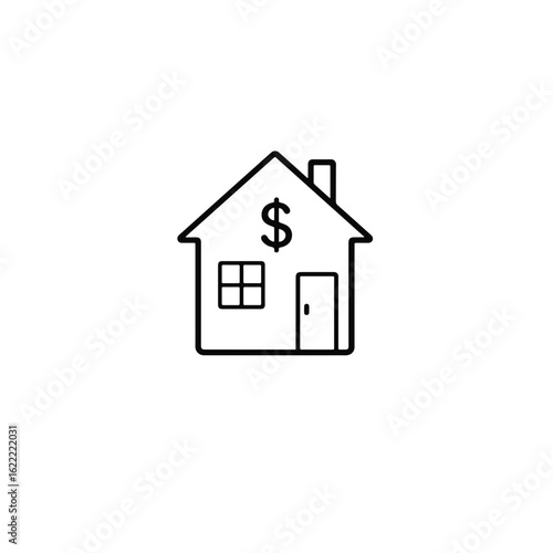 Stylized house with dollar sign, financial concept illustration