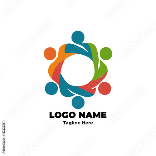 Community human logo modern abstract vector design for business organization branding teamwork unity cooperation support corporate identity group creative leadership society connection
