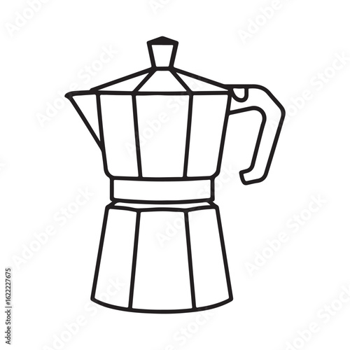 Minimalist Line Art of Classic Moka Pot Espresso Maker for Coffee Brewing