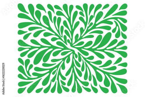 Emerald foliage forms an artistic, organic pattern against a crisp white canvas perfectly balanced