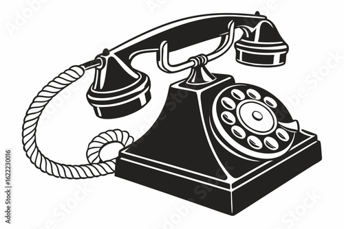 retro telephone on white background