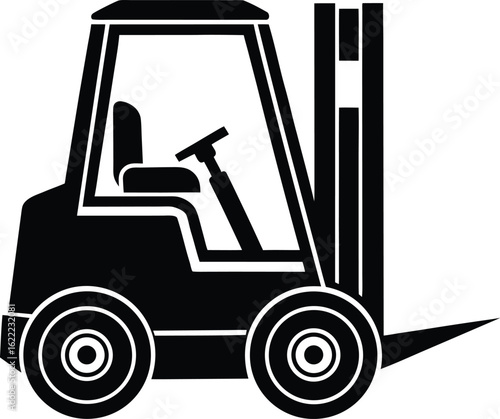Electric Forklift Silhouette Illustration.