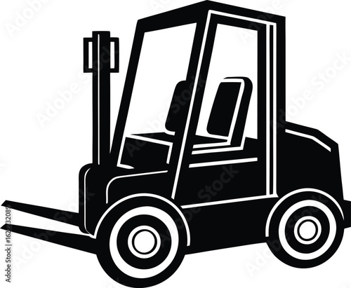Electric Forklift Silhouette Illustration.