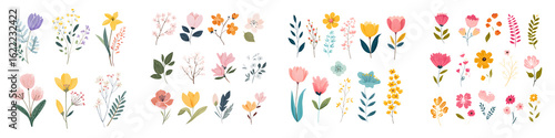 Wallpaper Mural Whimsical Watercolor Floral Set: Colorful Flower Assortment Torontodigital.ca