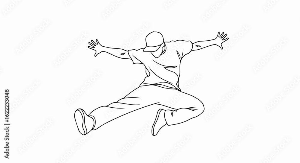 Fototapeta premium Jumping Person Illustration Simplified Line Drawing