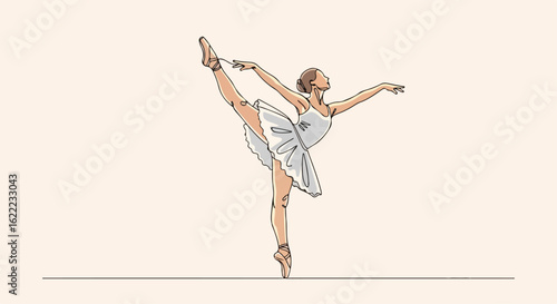 Ballet dancer performing an arabesque pose in graceful motion