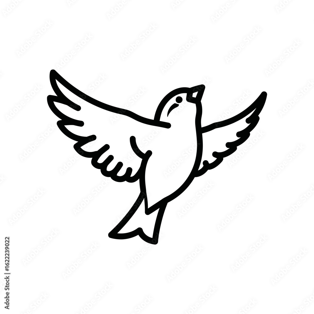 Obraz premium Simple black and white line drawing of a bird with outstretched wings.