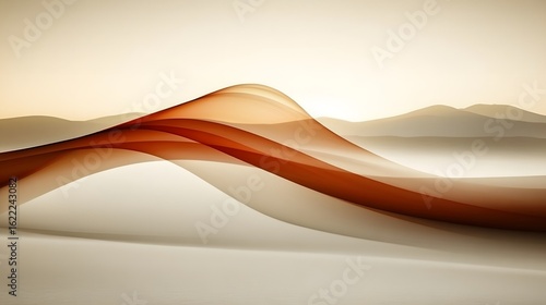 Abstract Brown Wave Over Beige Landscape, Artistic Swirl Design