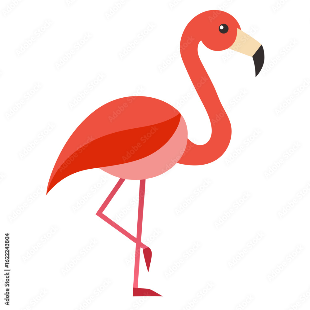Obraz premium Modern Flamingo Bird Vector Style on White