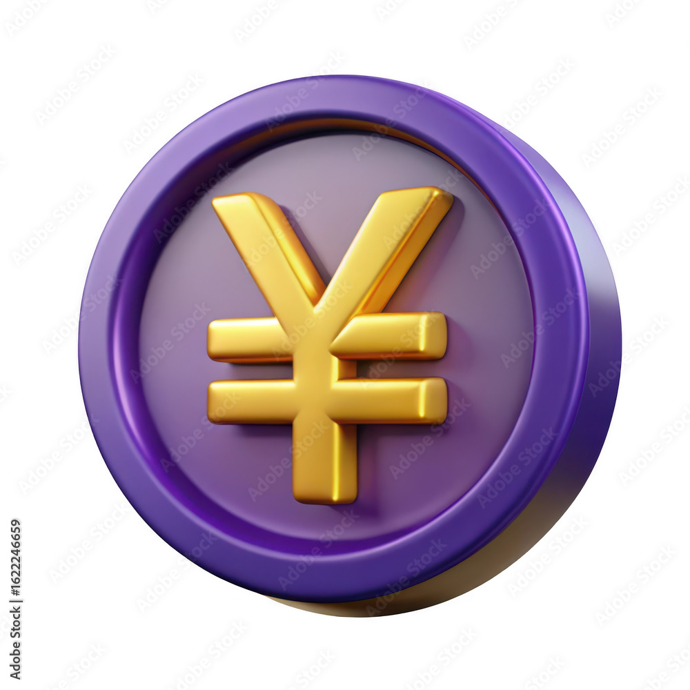 Fototapeta premium 3d golden yen symbol coin isolated on transparent background