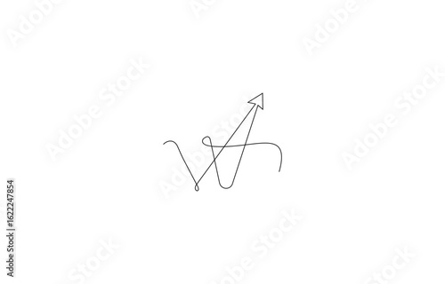 Abstract Direction Arrows – Continuous One Line Drawing Vector Icon for Navigation and Flow Concepts