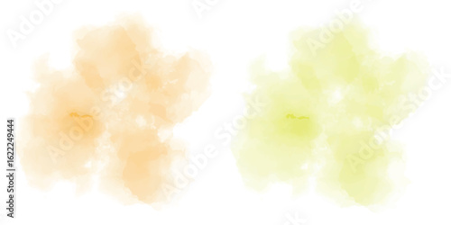 Soft orange and green watercolor blotches with smooth gradients. Abstract art perfect for educational materials, digital backgrounds, and artistic design elements.