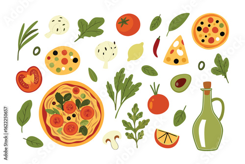 Pizza's Culinary Symphony: a visual feast of delectable pizzas and their vibrant ingredients, inviting viewers to savor the delightful combination of flavors and textures. 