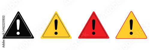 Warning yellow sign set .Vector illustration. EPS 10 .
