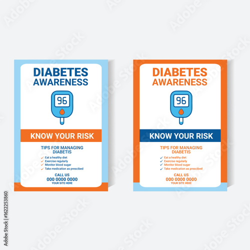 Diabetes Awareness Medical Flyer Template – Blue & Orange Theme
