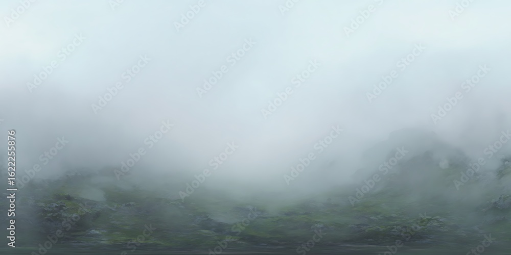 Obraz premium Misty landscape with green ground cover