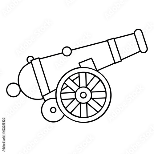 Vintage Cannon Illustration Historical Artillery in Simple Lines Vector Graphic