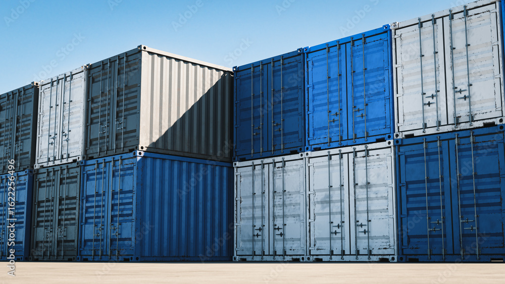 Fototapeta premium Shipping Containers for Logistics and Global Trade Concept. 3d rendering