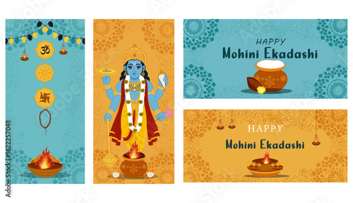 Happy Mohini Ekadashi Illustration Set