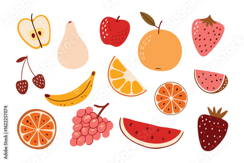 Vibrant Fruit Assortment: A colorful collection of fresh, ripe fruits, each bursting with natural flavors and sweetness, inviting a taste of nature's finest offerings.