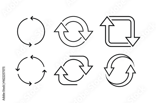 Refresh and Reload Arrow Icon Set Isolated on Transparent Background
