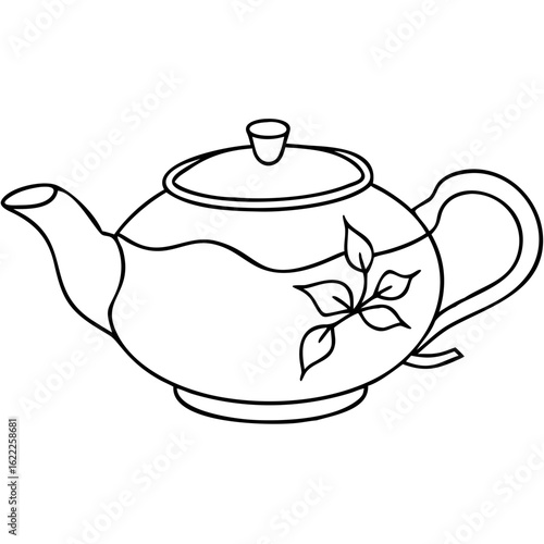 Classic yixing teapot in line art, representing traditional tea culture and aesthetics. Yixing teapot features elegant curves and a simple spout, showcasing refined craftsmanship.