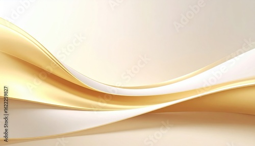 Elegant flowing waves of cream and gold abstract background digital art minimalist design soft lighting contemporary concept