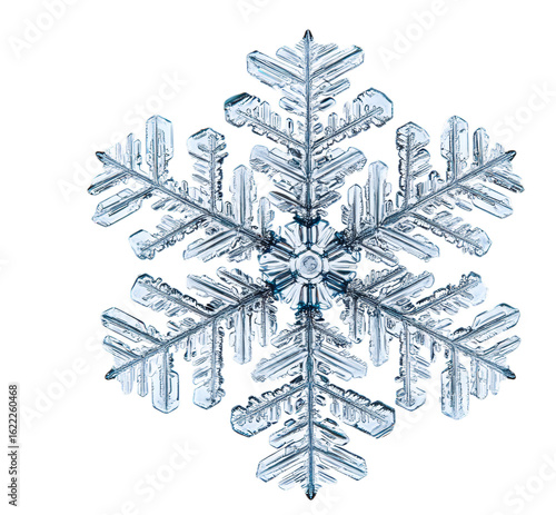 Exquisite macro photograph of a delicate snowflake with intricate crystalline structures isolated transparent background