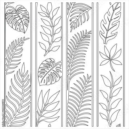 Tropical leaf patterns in vertical panels tropical leaves monstera leaf
