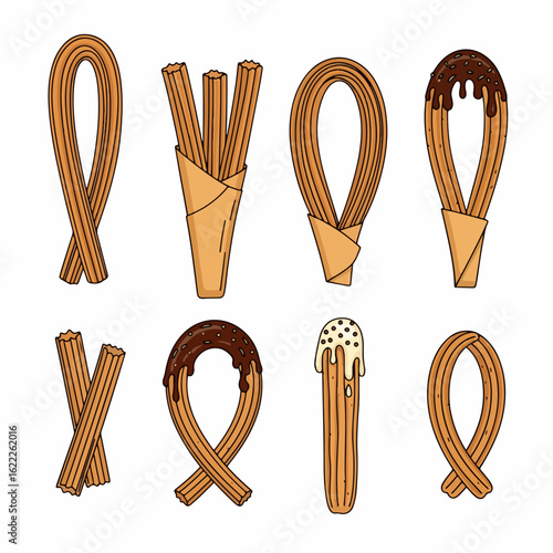 Churros with chocolate dipping sauce and sugar coating