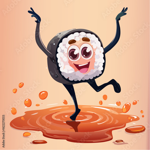 A twirling sushi roll in a tutu performs dramatic ballet over a puddle of soy in a fishy food finale.
