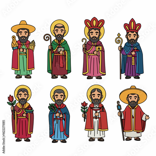 Religious figures set, saints, biblical characters, holy men