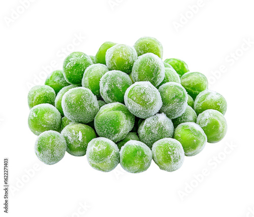 Freshly frozen green peas isolated on transparent background for health and dietary concepts 