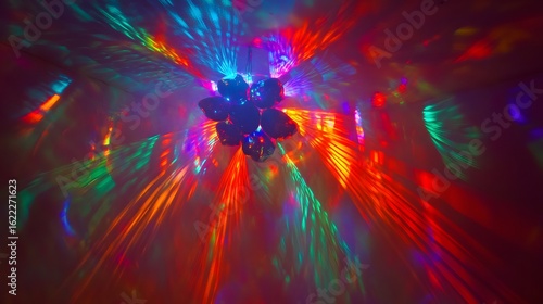 Vibrant Rainbow Light Show Disco Ball Ceiling